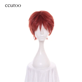 ccutoo 30см Fate/Stay Night Эмия Широ Кратък пухкави многослоен червено-оранжева перука за cosplay от синтетични косми с термостойким влакна