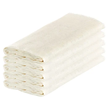 Муслиновые кърпички за приготвяне на храна, Опаковки от 5 небеленых памучни кърпички за напрежение сирене за еднократна употреба (50X50 см)