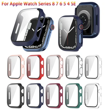 Защитен Калъф за Apple Watch Series 8 7 6 5 4 SE 41 мм 45 мм стъкло iwatch + капак на Аксесоари за Apple watch Твърд PC Закалени