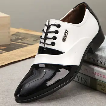 Нова класическа мъжки кожени обувки в бизнес стил, сватбени обувки с остър бомбе, мъжки ежедневни обувки