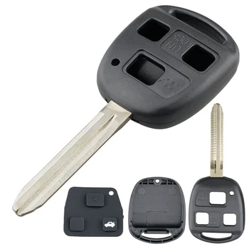 Корпус дистанционно на ключа на колата с 3 копчета Черен калъф за автомобил с гумено покритие за бутоните и острие TOY43 Подходящ за резервни части Toyota