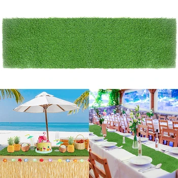 Изкуствена трева, пътека за масата за хранене, зелена трева, Хавай, украсата на масата на сватбата на банкет, празнични партита на закрито/на открито