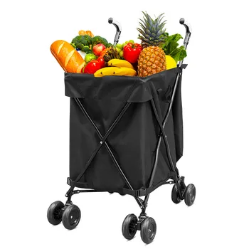 Сгъваема количка за колички с оксфордской чанта, преносим кош за пазаруване, здрава количка за пазаруване в стоманена рамка, кош за продукти