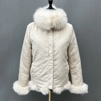 Двустранен яке Casaco De Pele с бутони, якета от естествена кожа, зимни дебели топло палто от естествена лисьего кожа за жени S5578
