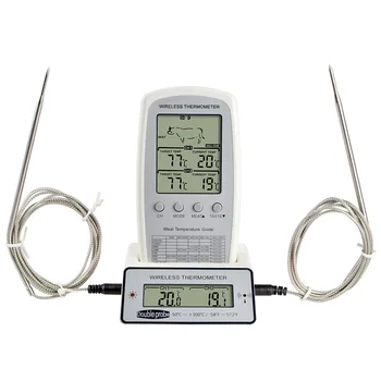 MOSEKO Безжичен цифров термометър с подсветка за барбекю за приготвяне на месна храна, фурна, кухненски термометър с 2 датчици за температура сигнализация