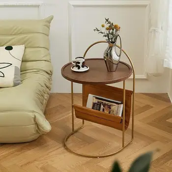 Скандинавски ретро малка масичка за чай с разтегателен диван в хола, приставной маса, лесна нощно шкафче, iron многослоен малка кръгла маса, ъглова масичка