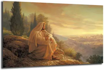 Исус много пъти е посещавал Масличную планината Платно, живопис Бог Христос, печат масло