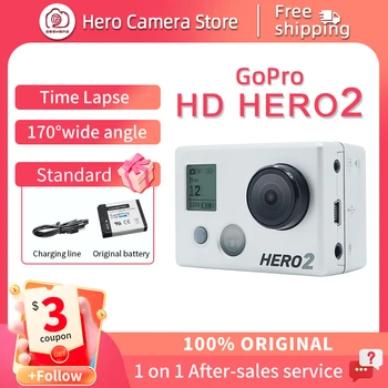 Сверхширокоугольная спортна камера входно ниво GoPro HD hero 2 първия от второ поколение Go Pro HD vlog, малко екшън-камера за езда