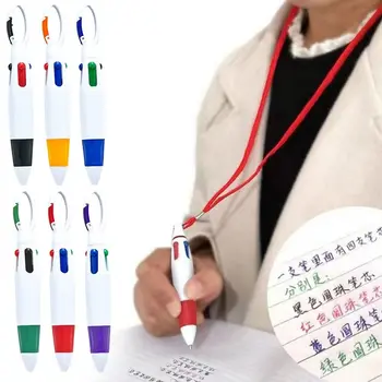 Преносима гел писалка с плъзгащи се 4-цветно мастило, химикалки с катарама, ключодържател, офис и ученически принадлежности, подарък за студенти