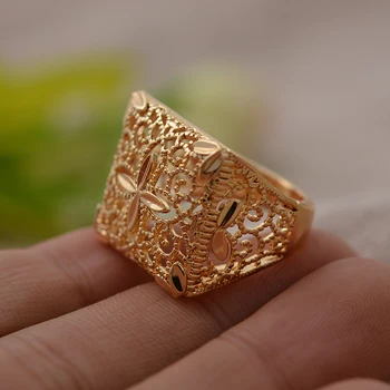 Эфиопское златен пръстен 24-каратово златно на цвят, елегантен пръстен, бижута от Индия/Етиопия/Африка/Нигерия/Израел за жени, подаръци за момичета