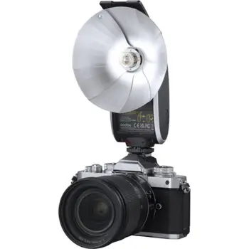 Godox Lux Premium Sector Silver Mirror Двухрежимная Ретро-Светкавица Gn14 6000 k ± 200 K С 7-стъпка Спусъка, За Canon, Nikon, Fujifilm Rasim