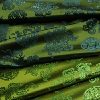 Китайски копринени брокати, жаккардовая тъмно зелен плат, Монголски плат за дреха, чанта за 