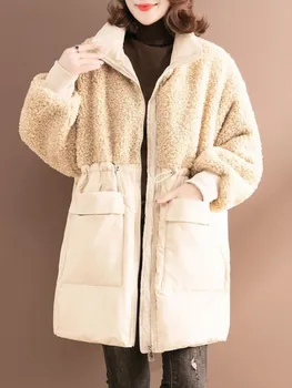 JuneLove/нови модни дамски есен-зима свободни сака, палта, реколта топли дамски памучни паркове, ежедневното улично дамско палто в корейски стил