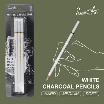 SeamiArt 3 бр. бял мек/среден/твърд въглероден молив за скици, въглища дръжка, инструменти за рисуване, офис и ученически принадлежности, моливи