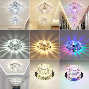 Мини Led тавана лампа с кристали, за украса на всекидневната тавана лампа за коридора, тавана лампа за повърхностен монтаж, вграден в лампата ac 110-220 В