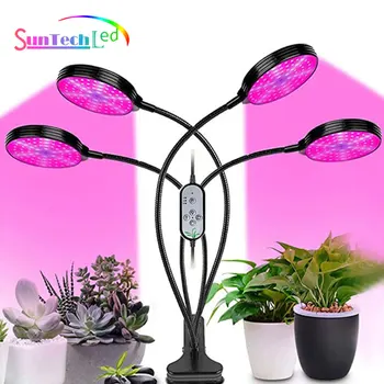 Suntech, Фитолампы Пълен Спектър, 5V USB LED Grow Light С Часовник, Настолни Фито-Лампа със Скоба за растения, Парникови осветителни Тела