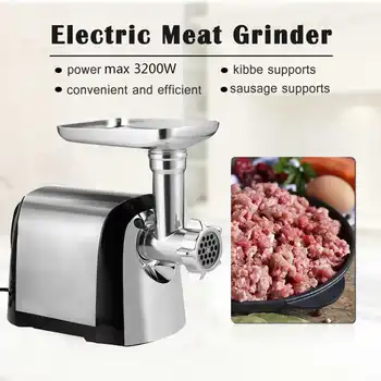Електрически месомелачки 3200 W от неръждаема стомана, Мощна електрическа мелачка за месо за пълнене на колбаси Мелачка за домашно приготвени Ястия, Кухненски робот