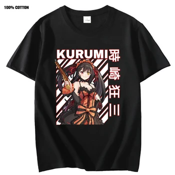 Тениска Tokisaki Kurumi, Дамски Топ с къс ръкав, 100% памук, Извънгабаритни Забавни Тениски с Аниме за Мъже, Облекло Y2k, Дамски дрехи