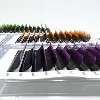 Цветно Удължаване на Миглите 8 Цвята омбре 0,07 мм D curl 8-16 мм, Лилаво, Синьо, Розово, Кафяво Индивидуални Мигли-Меки Естествени Професионални