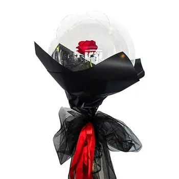 Led лампа, с Букет от рози, прозрачни светещи балон, сватбен декор, 22-инчов прозрачен Розов балон