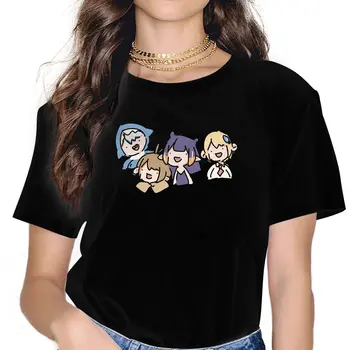 The EN Gang/ дамски тениски с аниме Hololive, хумористичен тениска, Тениски с къс ръкав и кръгло деколте, Идея за подарък, дрехи