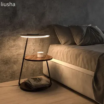 Креативен под лампа за спалня с безжична зареждане, рафт за хол, холна масичка, дизайн вградена лампа до прикроватной тумбочкой
