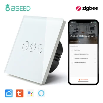 Bseed Zigbee Безжичен Интелигентен Ключ за Щори Smart Touch Стенен Прекъсвач на Hristo Smart Life ПРИЛОЖЕНИЕТО Google Assistance Алекса Гласово Управление