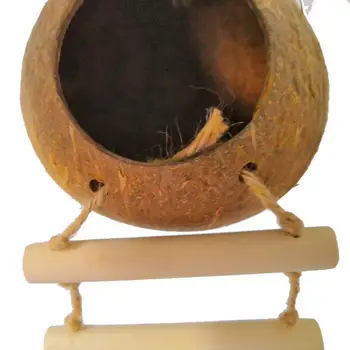 Декор клетки Окачен Хамак От кокосови черупки Папагал Птица Домашно Гнездо Стълбище Лятна легло Декор Клетки