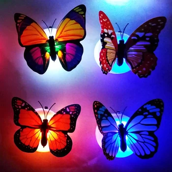 2-6-12 бр. RGB LED Пеперуда Стенни Апликация Светлина 3D Творчески лека нощ CR2032 С Храненето От Прикроватной нощни Шкафчета За Спалня Вечерни Фестивал на Деко