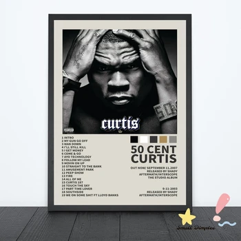 50 Cent Curtis Музикален албум Плакат Платно Художествена печат Декорация на дома, Стенни живопис (без рамка)