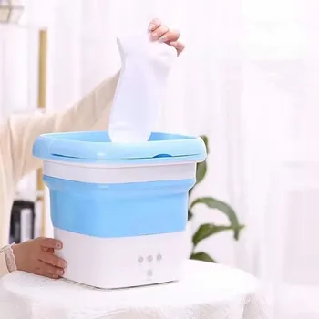 Portable Перална машина за дрехи с кофа за сушене на Мини-Сгъваема перална машина за чорапи, бельо с сушильной центрифугой