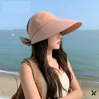 UV-дамски лятна плажна солнцезащитная шапка, обхващащи лицето, рибарска шапка, защита от слънцето, голям корниз, празен цилиндър, шапка с широка периферия