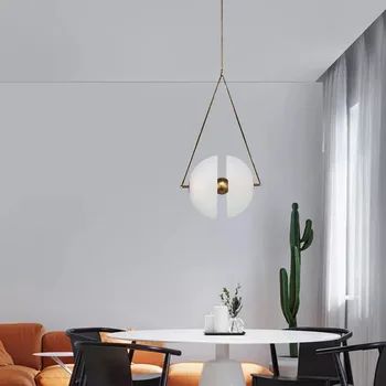 Скандинавски ретро осветление, кръгла стъклена лампа, за украса на бара, кафене, модерен хотел, спални, кабинет, малки висящи лампи