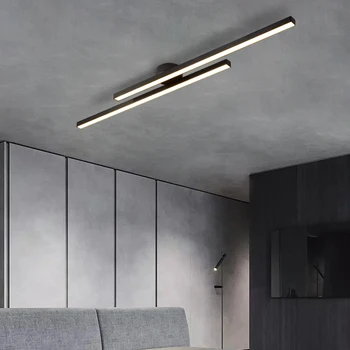 Модерен led тавана лампа със скандинавски минимализме, монтиран на стената лампа в черно-бяла лента, подходящ за вътрешно осветление хол, спалня, коридор