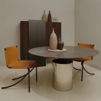 Кожени столове в скандинавски стил, дизайнерски, модерни столове за почивка на открито, мебели за хола El Hogar