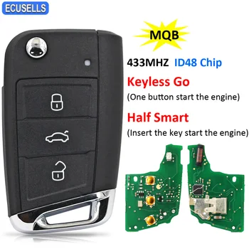 Бесключевой Go/Half Smart Remote Key 433 Mhz MQB ID48 Чип за VW Golf7 Tiguan за Skoda Octavia A7 5G6959752AB BB 6V0959752D/Q