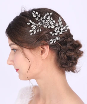 Класически сребърни щипки за коса от розово злато, блестящи кристални сватбени аксесоари за коса, декоративни щипки за изящни жени