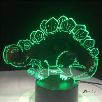Модел на динозаврите 3D илюзия led нощна светлина в 7 цвята Лампа с чувствителен на допир бутон Офис лампа Drop AW-646