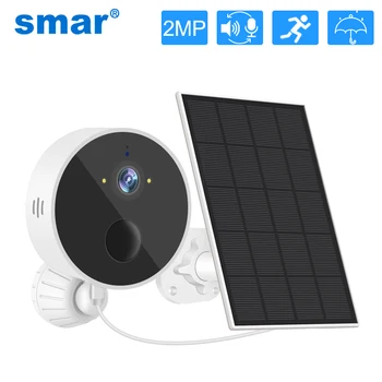 Слънчево помещение Smartdo 1080P/2MP WiFi, IP камера за нощно виждане със слънчев панел, акумулаторна батерия, външно видеонаблюдение