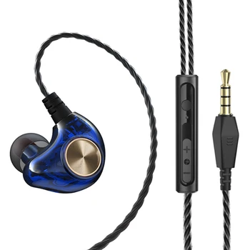 Ушите HI-FI Слушалки с Кабел, Спортни Слушалки, 5D Стерео Слушалки със Съраунд бас, Слот за слушалки (Син 3,5 мм)