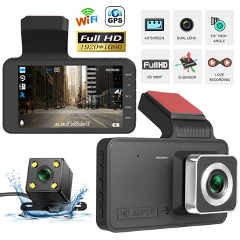 Автомобилен видеорекордер WiFi Full HD 1080P, видеорекордер за обратно виждане, Автомобилна камера, видео рекордер за нощно виждане, авторегистраторы, видеорекордер GPS, аксесоари за автомобили