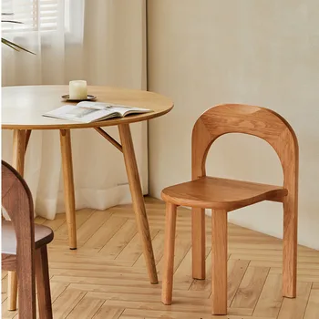 Съвременни и лесни трапезни столове с облегалка от масивна дървесина, Кухненско обзавеждане, рафтове за съхранение, компютърен стол със заоблени ъгли, офис столове