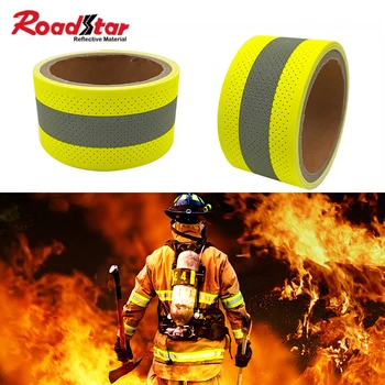 Флуоресцентно жълто светоотражающая пожароустойчива плат с Ширина 5 см, пришитая до защитно облекло RS-FR03K