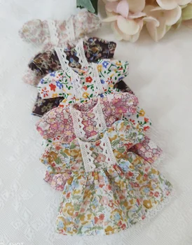Ново пролетно-лятна рокля с хубава пола на цветчета, стоп-моушън облекло за куклено аксесоари, Дрехи (ob11, obitsu11, Molly, 1/12bjd кукла)