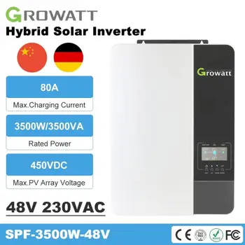 Слънчев инвертор Growatt 3500 W 48 dc 230 v ac 50/60 Hz 80A чиста синусоидальная вълна могат да работят без батерии