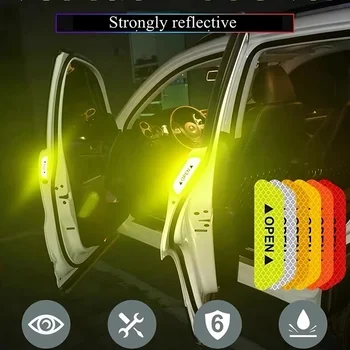 4 бр. светлоотразителни стикери на вратата на колата, предупредителен знак за сигурност, светлоотразителни стикери, Стикери за автомобили аксесоари, светлоотразителни ленти за външността на автомобила