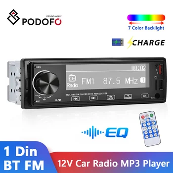 Podofo 1Din В Тире Авто Радио MP3-плейър Цифрова Поддръжка на Bluetooth FM Аудио Еквалайзер Музиката е Стерео С Дистанционно Управление USB TF AUX-IN