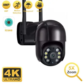 4K 8MP Wifi IP камера 5MP H. 265 Безжична Градинска PTZ Камера AI Проследяване 3MP HD Камера за Сигурност 1080P CCTV Наблюдение P2P iCSee