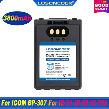 100% Оригинална батерия LOSONCOER 3800 ма за ICOM BP-307 За ID-51 ID-52 IC-705 ID-31E