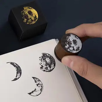 Ретро декоративен печат с фазите на Луната е Планетата на дървени гумени печати за направата на картичките си САМ 